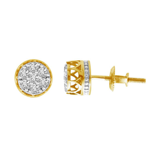 LADIES STUD EARRINGS 0.25CT ROUND DIAMOND 10K YELLOW GOLD