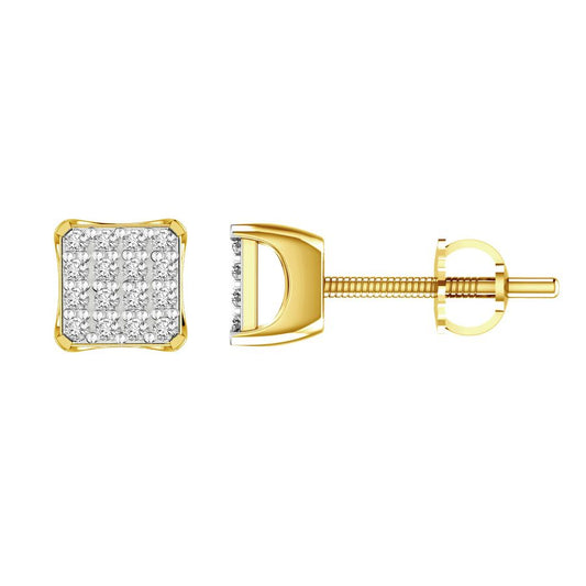 MEN'S STUD EARRINGS 0.15CT ROUND DIAMOND 10K YELLOW GOLD