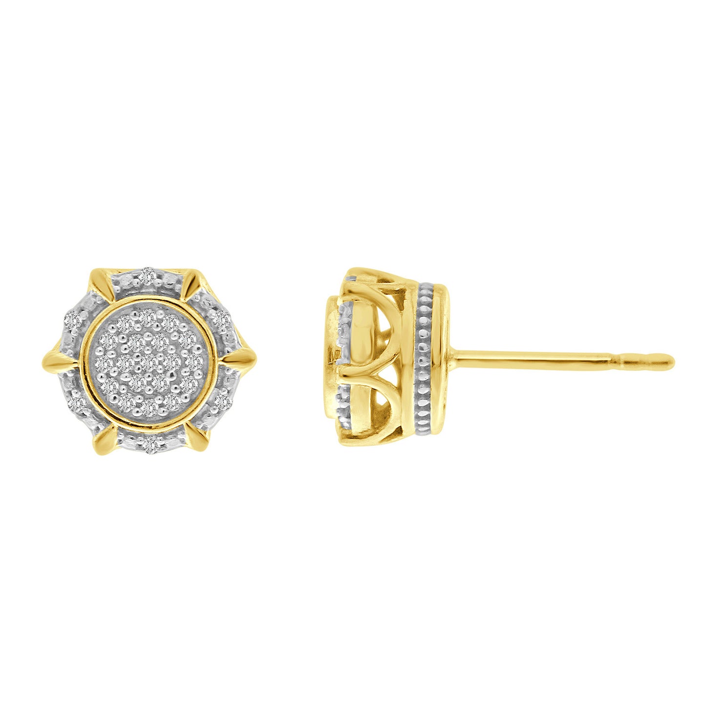 LADIES EARRINGS 0.16CT ROUND DIAMOND 10K YELLOW GOLD