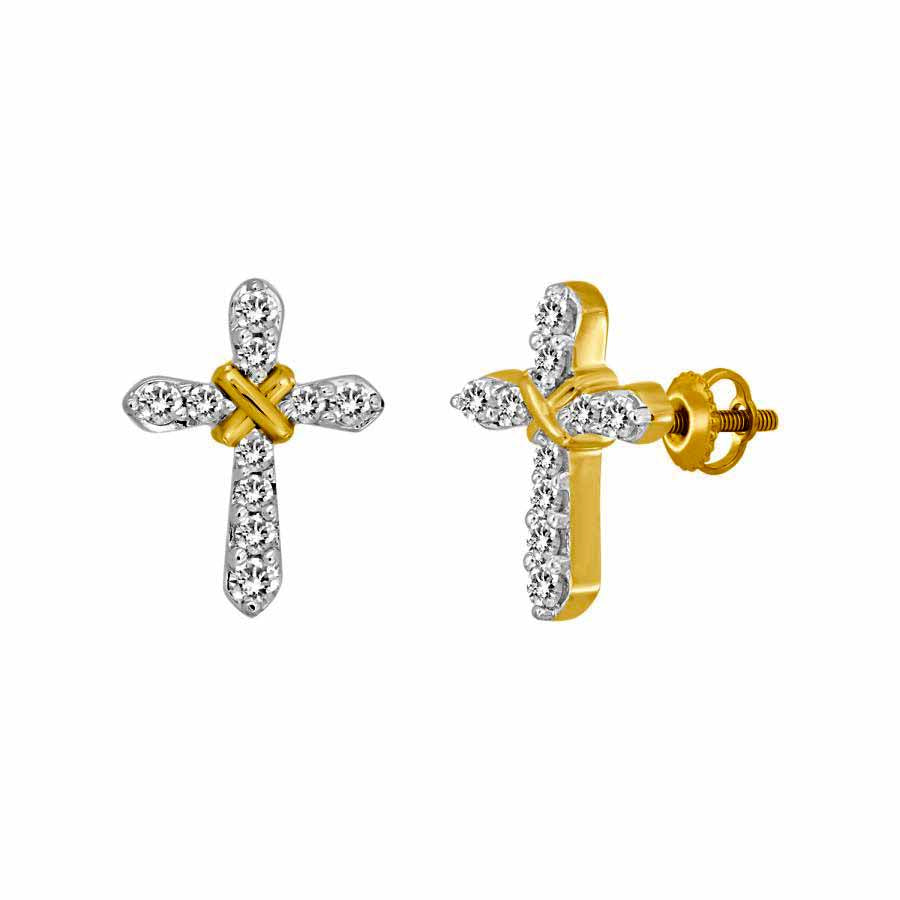 LADIES EARRINGS 0.15CT ROUND DIAMOND 10K YELLOW GOLD