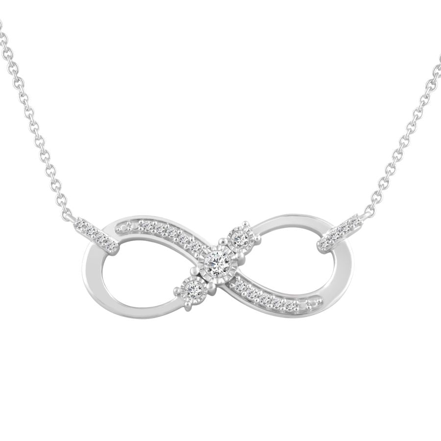 LADIES NECKLACE 0.25CT ROUND DIAMOND 10K WHITE GOLD