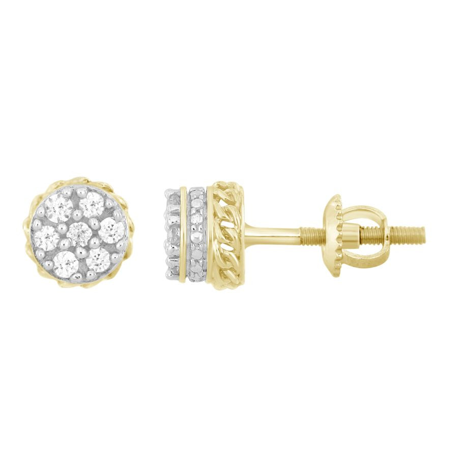 LADIES EARRINGS 0.15CT ROUND DIAMOND 10K YELLOW GOLD