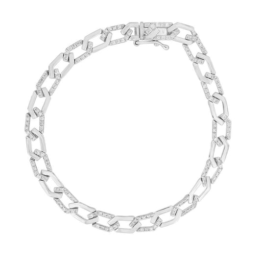 LADIES BRACELET 1.00CT ROUND DIAMOND 10K WHITE GOLD