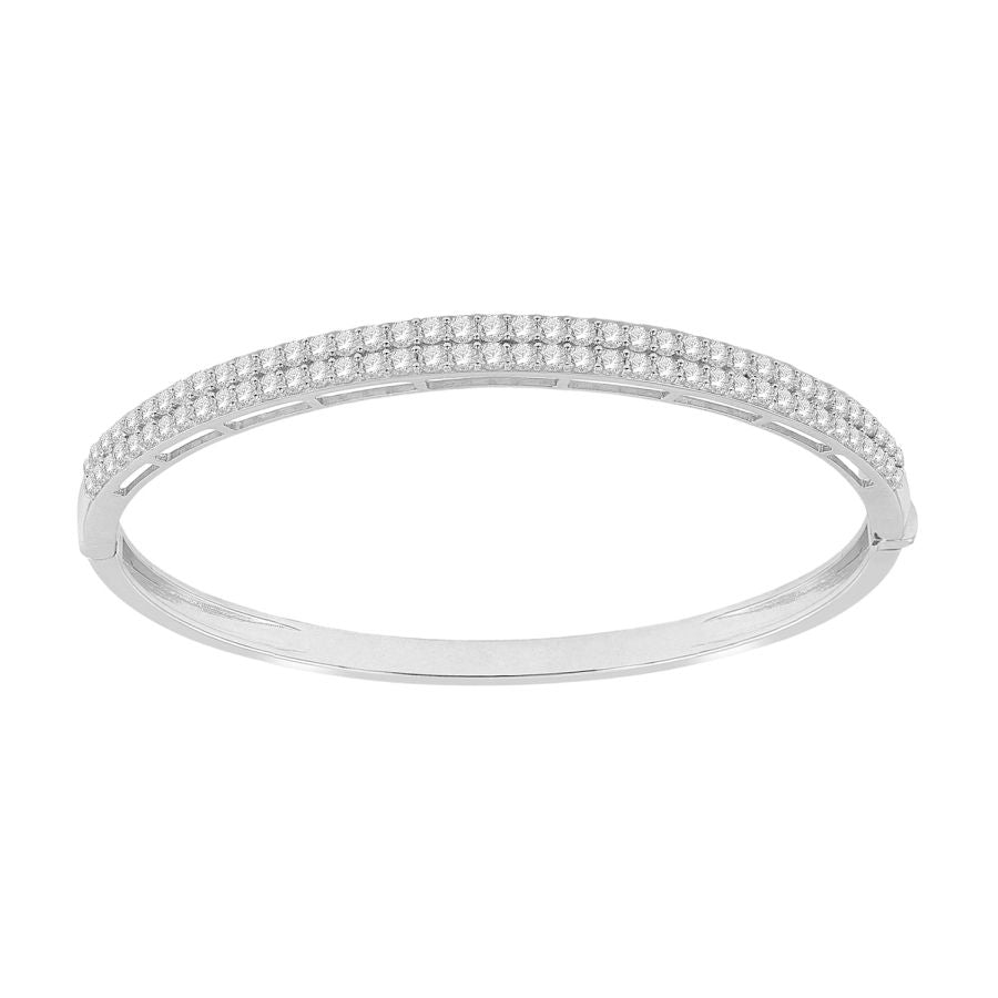 LADIES BANGLE 2.00CT ROUND DIAMOND 14K WHITE GOLD