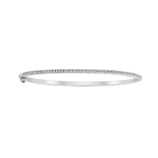 LADIES BANGLE 0.50CT ROUND DIAMOND 14K WHITE GOLD  