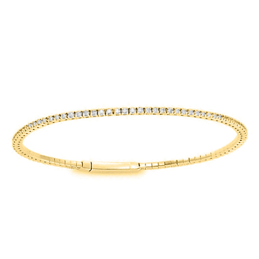 LADIES FULL FLEXIBLE BANGLE SEMI MOUNT 2.00CT ROUND DIAMOND 14K YELLOW GOLD