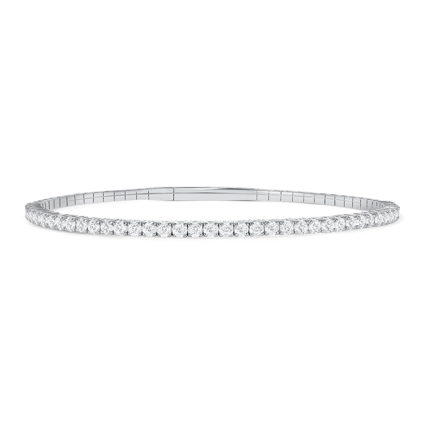 LADIES HALF FLEXIBLE BANGLE 1.00CT ROUND DIAMOND 14K WHITE GOLD