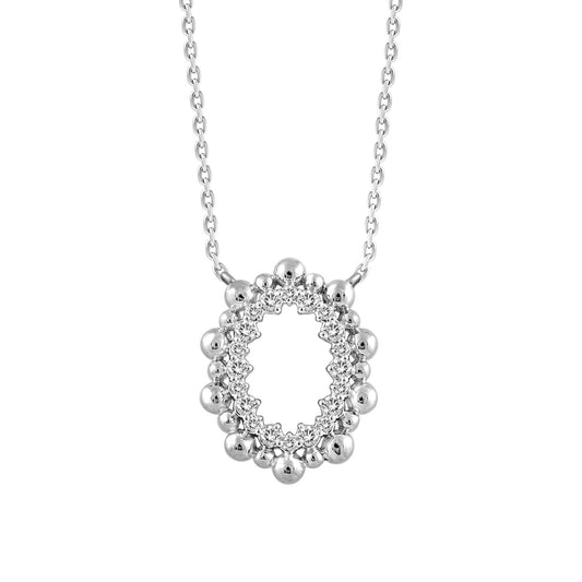 LADIES NECKLACE 0.16CT ROUND DIAMOND 10K WHITE GOLD