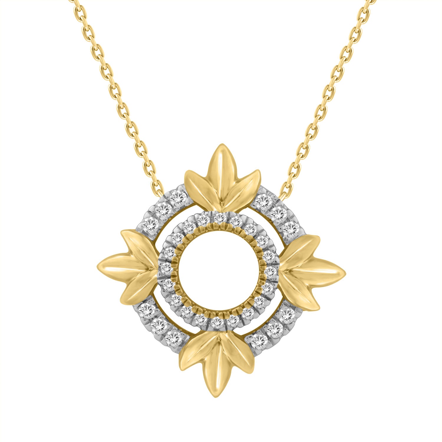 LADIES NECKLACE 0.16CT ROUND DIAMOND 10K YELLOW GOLD