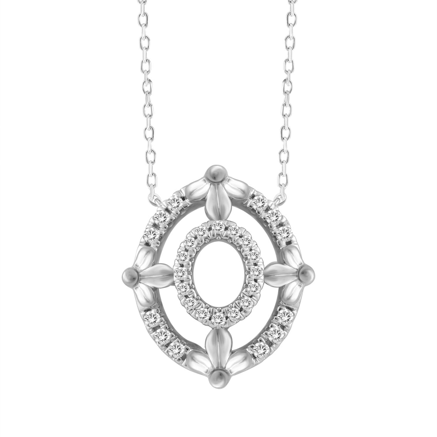 LADIES NECKLACE 0.16CT ROUND DIAMOND 10K WHITE GOLD