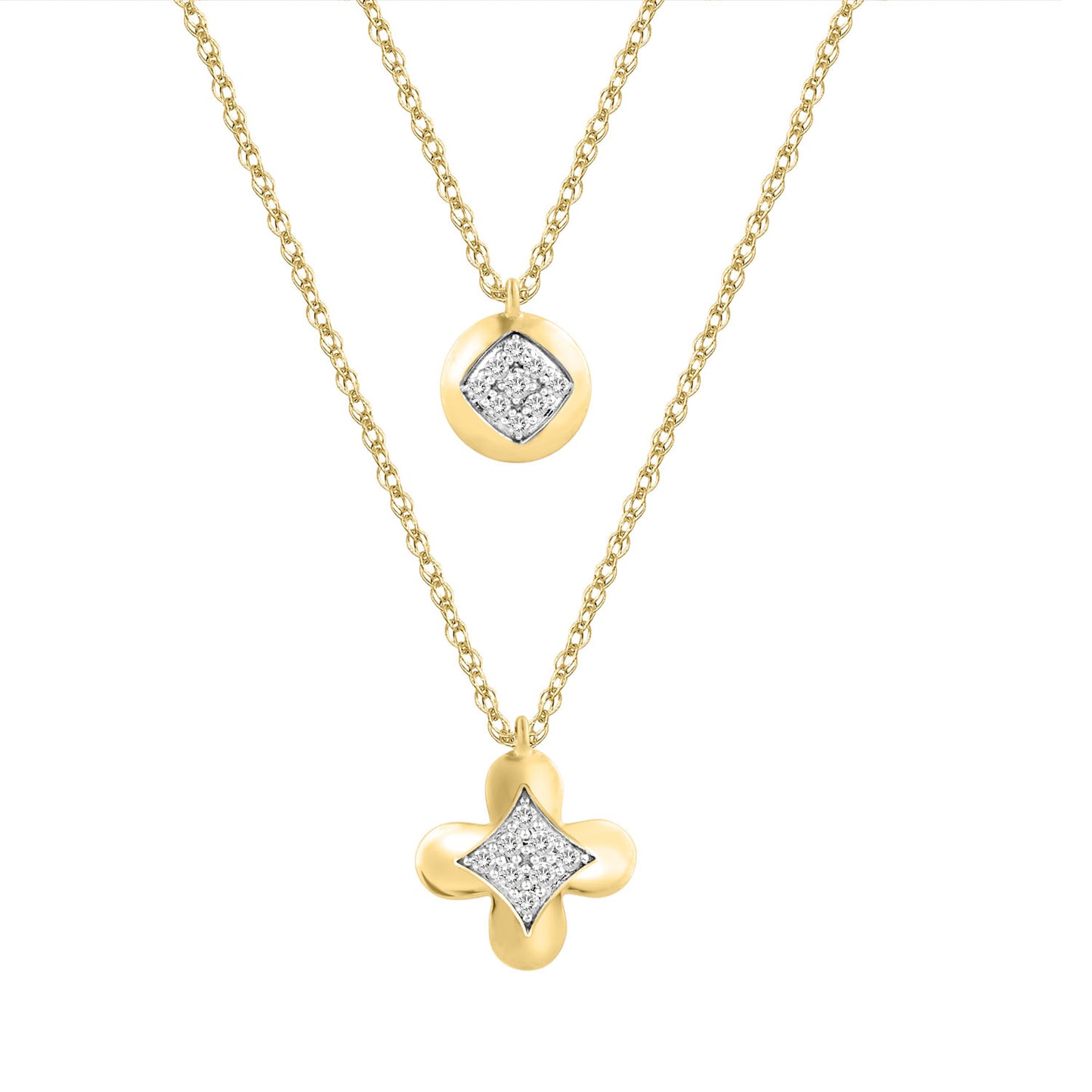 LADIES NECKLACE 0.15CT ROUND DIAMOND 10K YELLOW GOLD