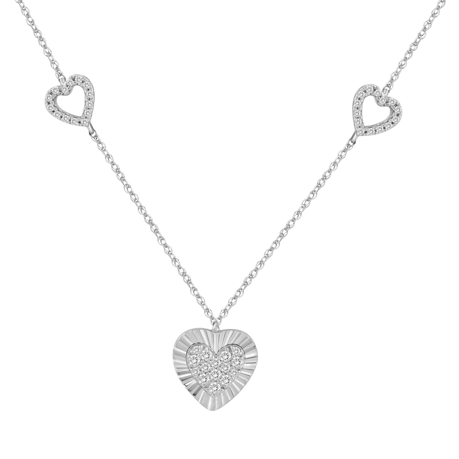 LADIES NECKLACE 0.25CT ROUND DIAMOND 10K WHITE GOLD