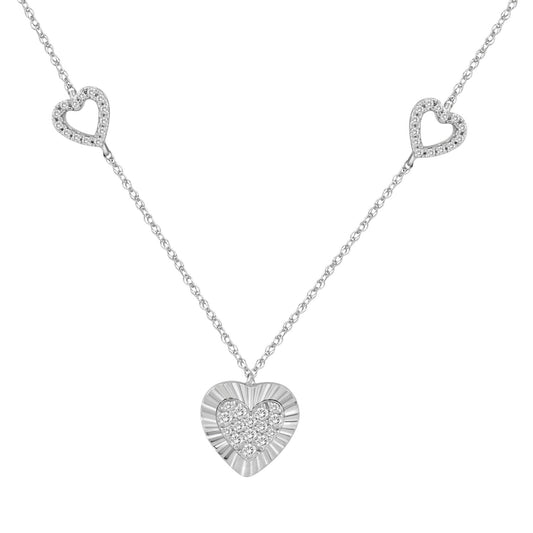 LADIES NECKLACE 0.25CT ROUND DIAMOND 10K WHITE GOLD