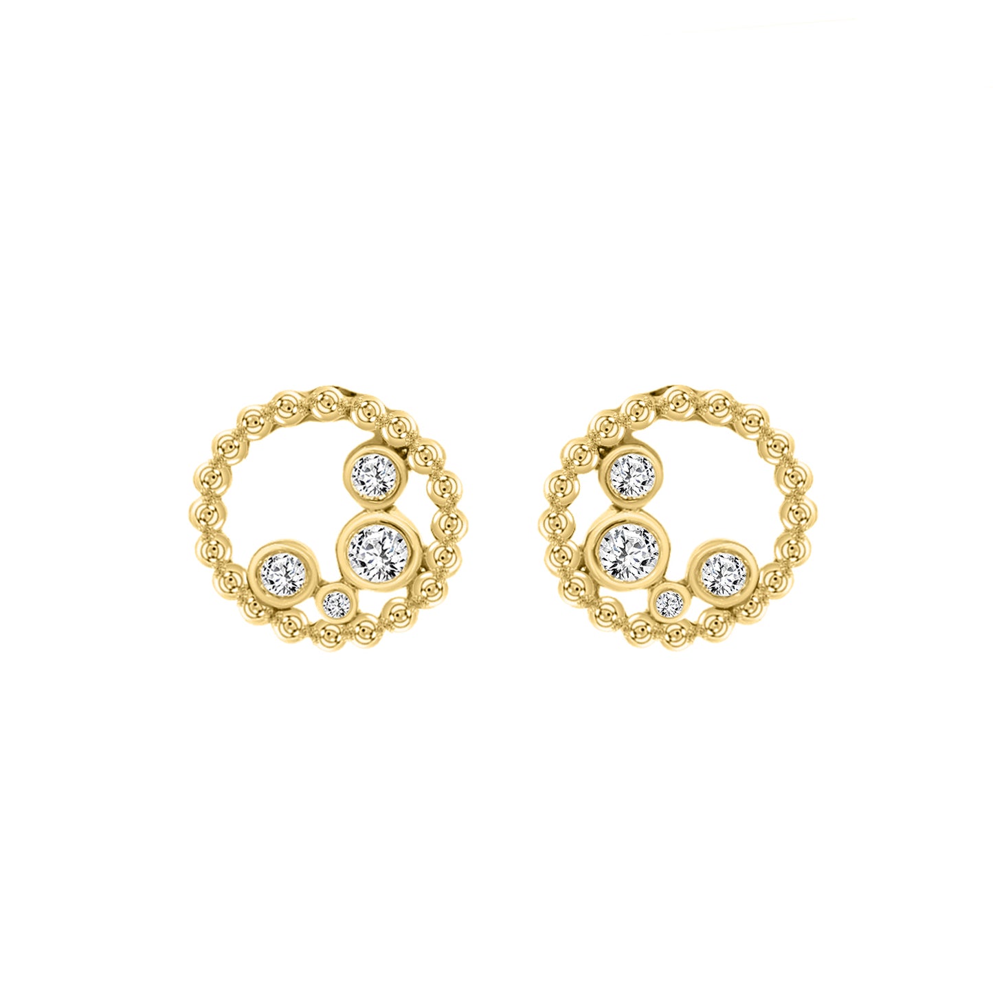 LADIES EARRINGS 0.15CT ROUND DIAMOND 10K YELLOW GOLD