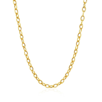 14k Yellow Gold Pendant Chain with Textured Links (3.3 mm)