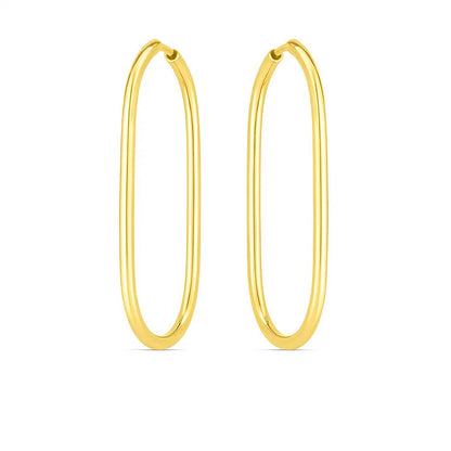 14k Yellow Gold Endless Large Paperclip Hoop Earrings