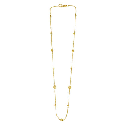 Alternating Bead Chain Necklace in 14K Yellow Gold