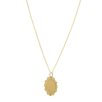 Baroque Round Pendant and Necklace in 14K Yellow Gold