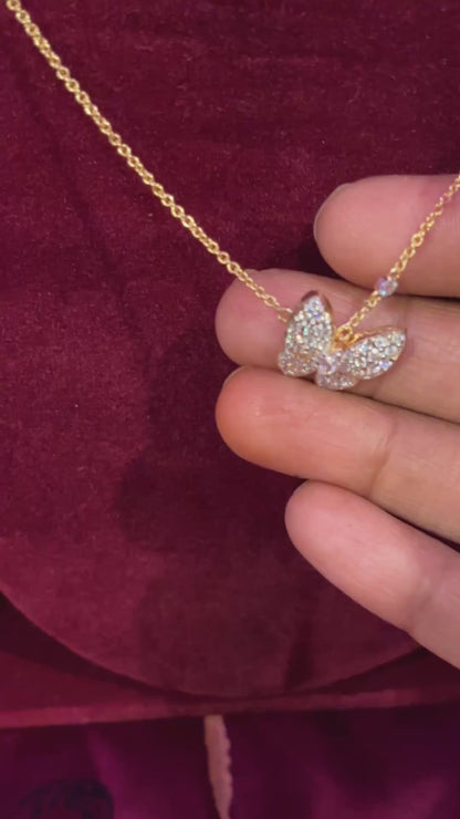 18k gold chain with diamond butterfly pendant