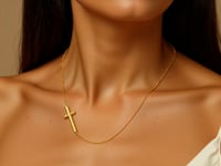 14k Yellow Gold Necklace with a Polished Cross Design