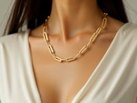Long Domed Paperclip Necklace in 14K Yellow Gold