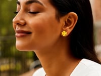 14K Yellow Gold Four Leaf Clover Earrings(10mm)