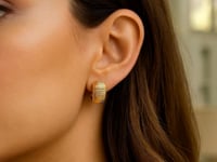 14k Yellow Gold Diamond Cut Hoop Design Earrings