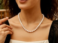 Pearl Necklace with Ball Clasp in 14K Yellow Gold